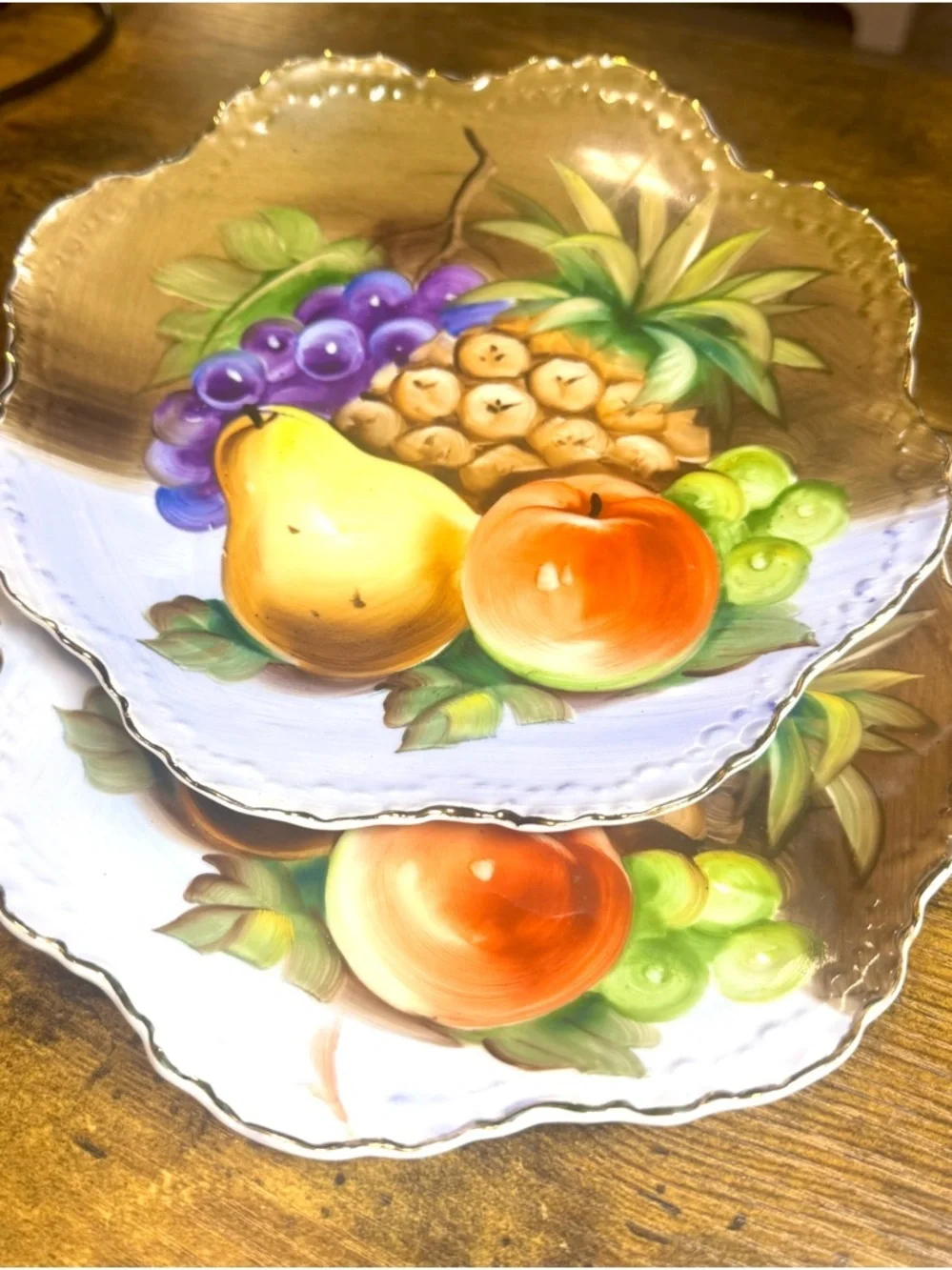 Lefton China Hand Painted Fruit 8pc China Set Japan with Gold Trim E2350